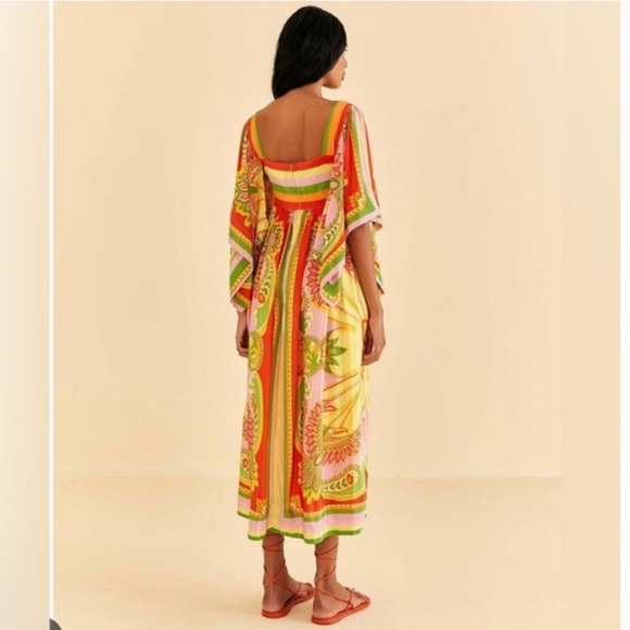 NWT Farm Rio Beach Toucans Scarf MIDI dress- multicolor - Picture 2 of 11